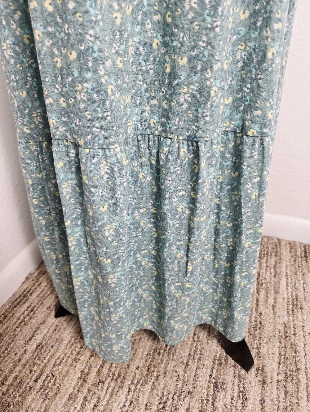 a.n.a Teal, Green & Yellow Floral Ruffled Tie in Back Maxi Dress, Size XXL, NWT - Picture 5 of 12